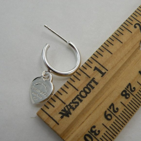 NEW Mini Heart Hoop Stud Earrings Return to Tiffany & Co Solid Sterling Silver - Picture 10 of 15
